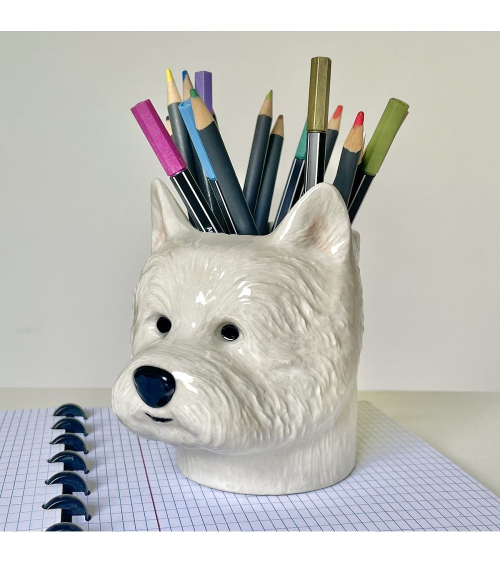 Westie - Animal Pencil pot & Flower pot - Dog Quail Ceramics pretty pen pot holder cutlery toothbrush makeup brush