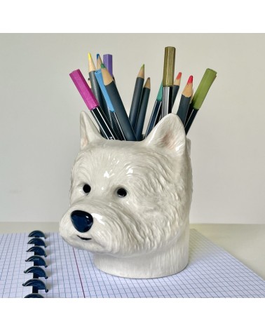 Westie - Portapenne e Vasi per piante - Cane Quail Ceramics da scrivania eleganti design originali bambina particolari