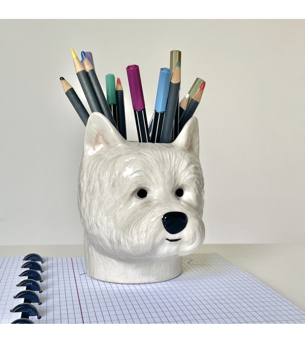 Westie - Animal Pencil pot & Flower pot - Dog Quail Ceramics pretty pen pot holder cutlery toothbrush makeup brush