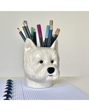 Westie - Stiftehalter & Blumentopf - Hund Quail Ceramics schreibtisch büro kinder besteckbehälter make up pinselhalter