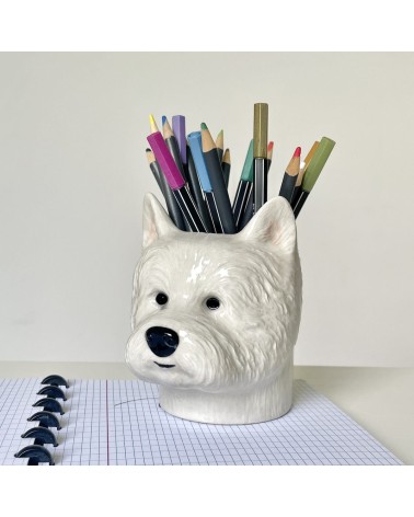 Westie - Stiftehalter & Blumentopf - Hund Quail Ceramics schreibtisch büro kinder besteckbehälter make up pinselhalter