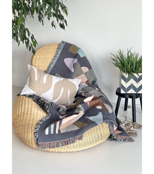 Space Odyssey Borealis - Plaid en coton House of Hopstock plaide pour canapé plaid cocooning couverture douce suisse