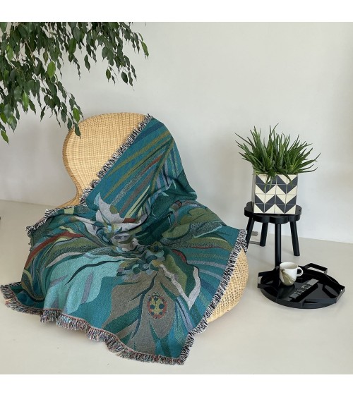 Tropicana Luna - Plaid en coton House of Hopstock plaide pour canapé plaid cocooning couverture douce suisse