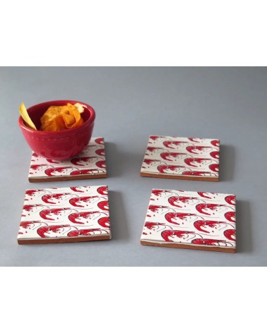 Crevettes - Sous verre en céramique Bussoga dessous de repose design originaux