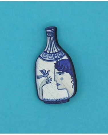 Broche - Vase mythologie grecque Su Owen pins rare métal originaux bijoux suisse