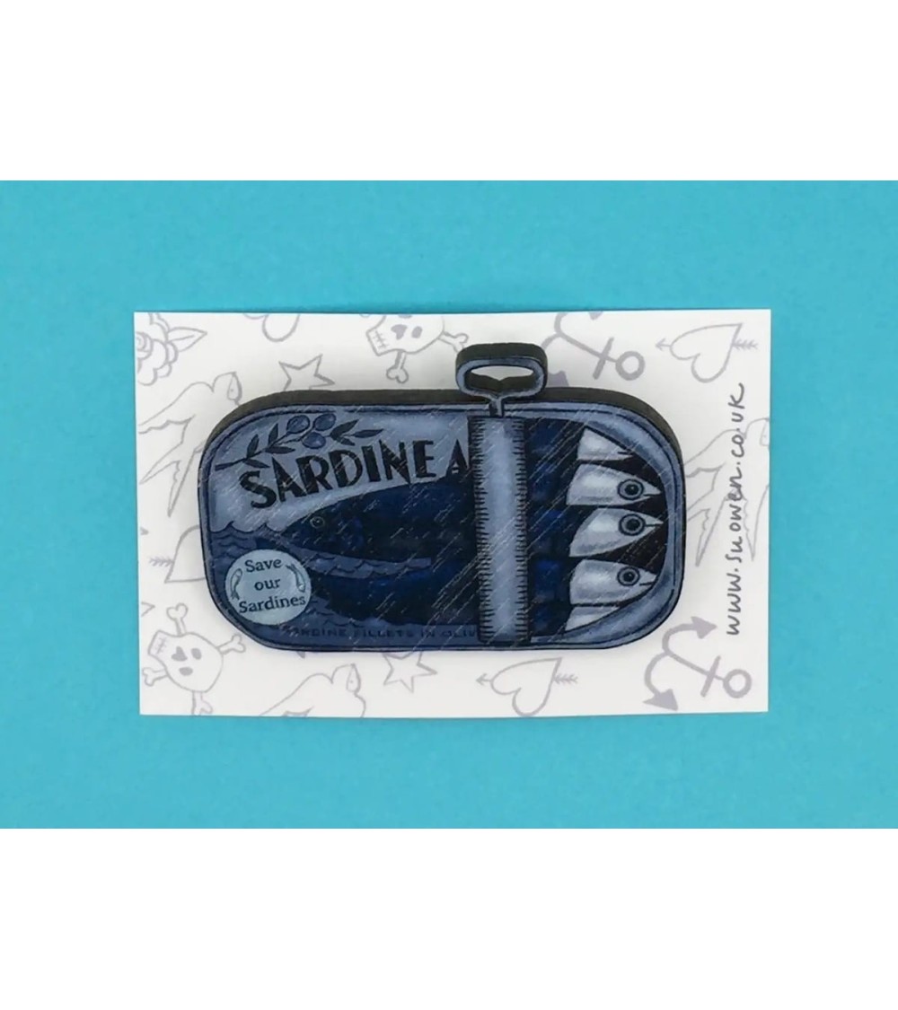 Broche - Sauvez nos Sardines Su Owen pins rare métal originaux bijoux suisse