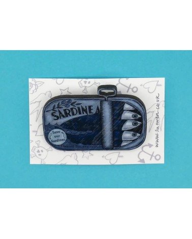 Brooch - Save our Sardines Su Owen broches and pins hat pin badges collectible
