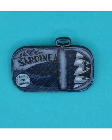 Brosche - Rettet unsere Sardinen Su Owen Anstecknadel Ansteckpins pins anstecknadeln kaufen