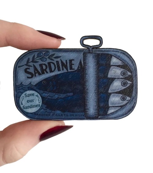 Brosche - Rettet unsere Sardinen Su Owen Anstecknadel Ansteckpins pins anstecknadeln kaufen