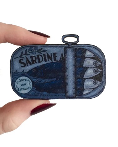 Brosche - Rettet unsere Sardinen Su Owen Anstecknadel Ansteckpins pins anstecknadeln kaufen