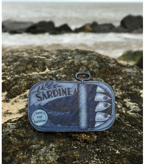 Brooch - Save our Sardines Su Owen broches and pins hat pin badges collectible