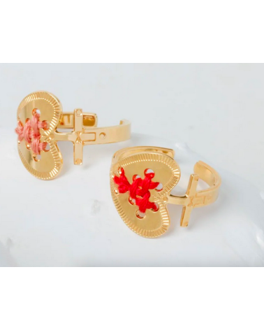 Cuore AMA Oro e rosso - Anello regolabile Camille Enrico Paris eleganti particolari da donna bambina