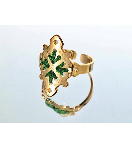 CALA Gold Green - Adjustable ring Camille Enrico Paris Rings design switzerland original