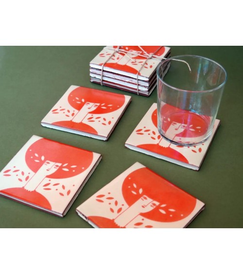 Madame - Ceramic coasters set Bussoga glass round drink design