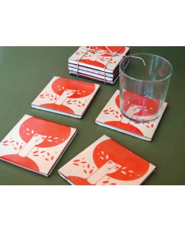 Madame - Ceramic coasters set Bussoga glass round drink design