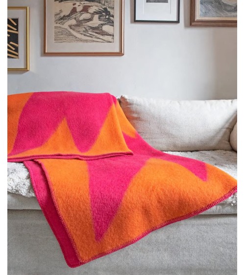FLASH Orange - Couverture en laine et coton Brita Sweden plaide pour canapé de lit cocooning chaud