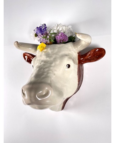 Vaso da parete - Mucca Hereford Quail Ceramics vasi eleganti per interni per fiori decorativi design kitatori svizzera