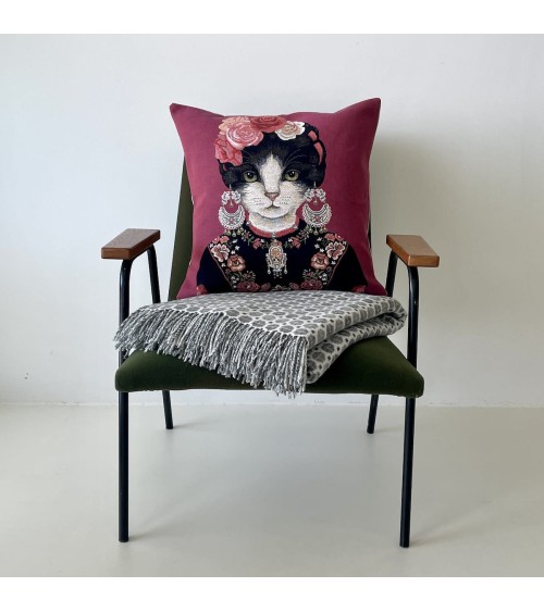 Portrait de chat - Frida Kahlo - Housse de coussin Yapatkwa pour canapé decoratif salon chaise deco