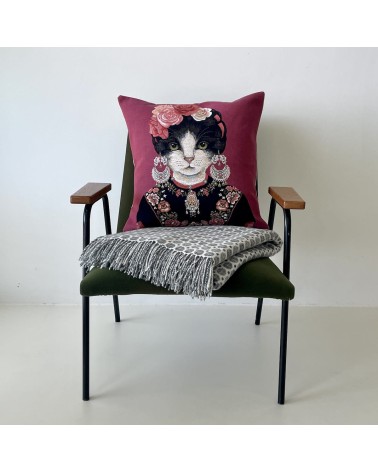 Portrait de chat - Frida Kahlo - Housse de coussin Yapatkwa coussins décoratifs pour canapé salon deco original suisse