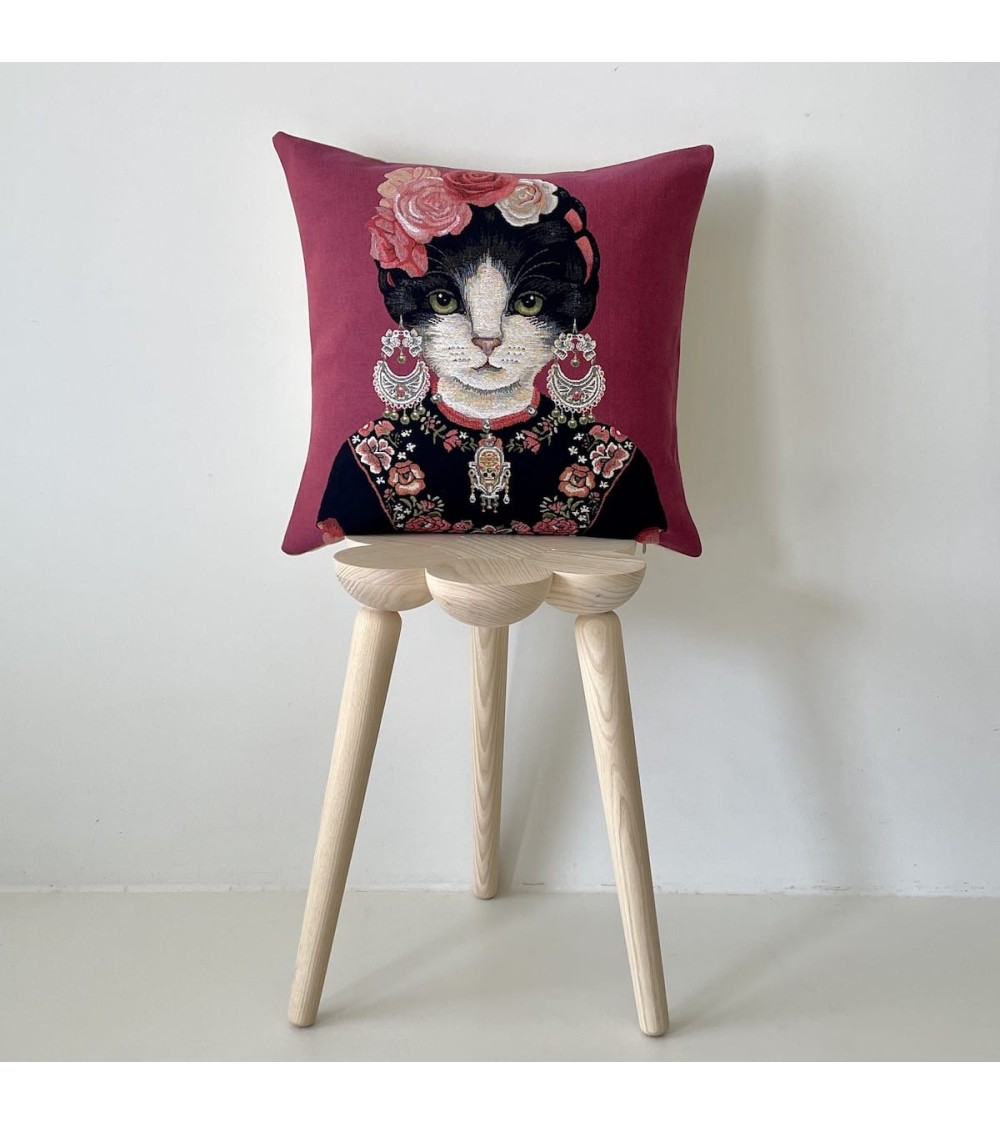 Cat portrait Frida Kahlo Cushion cover 45x45 cm Yapatkwa