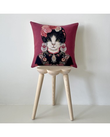 Portrait de chat - Frida Kahlo - Housse de coussin Yapatkwa coussins décoratifs pour canapé salon deco original suisse