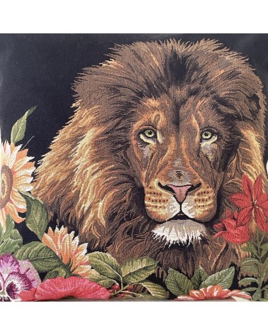 Lion et fleurs - Housse de coussin Yapatkwa coussins décoratifs pour canapé salon deco original suisse