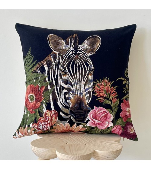 Zebra mit Blumen - Kissenbezug Yapatkwa zierkissen sofa deko kissen kaufen dekokissen sofakissen