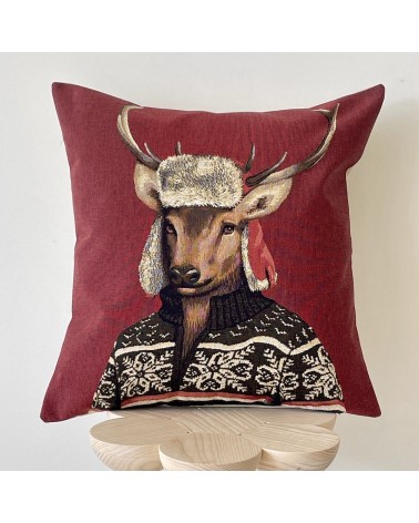Cerf alpiniste - Housse de coussin Yapatkwa coussins décoratifs pour canapé salon deco original suisse
