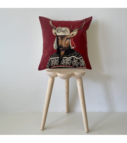 Cerf alpiniste - Housse de coussin Yapatkwa coussins décoratifs pour canapé salon deco original suisse