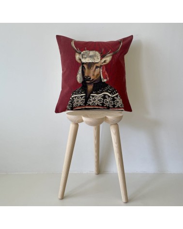 Cerf alpiniste - Housse de coussin Yapatkwa coussins décoratifs pour canapé salon deco original suisse