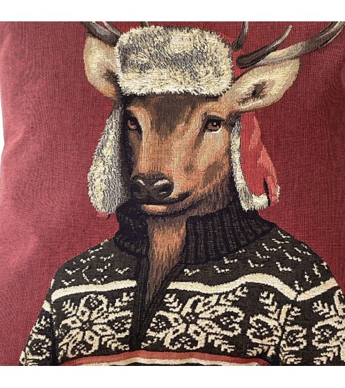 Cerf alpiniste - Housse de coussin Yapatkwa coussins décoratifs pour canapé salon deco original suisse