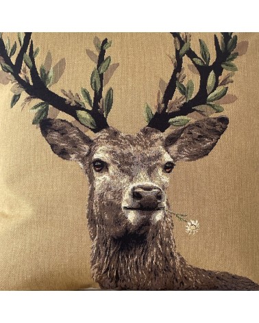 Cerf et edelweiss - Housse de coussin Yapatkwa coussins décoratifs pour canapé salon deco original suisse