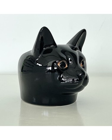 Lucky - Black Cat - Eggcup Quail Ceramics cute egg cup holder