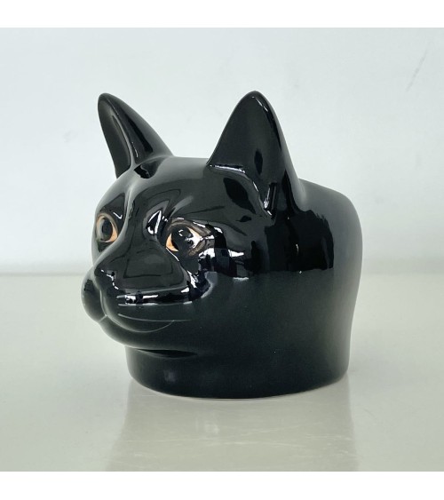 Lucky - Black Cat - Eggcup Quail Ceramics cute egg cup holder