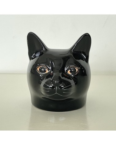 Lucky - Black Cat - Eggcup Quail Ceramics cute egg cup holder