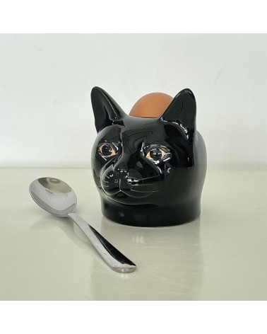 Lucky - Black Cat - Eggcup Quail Ceramics cute egg cup holder