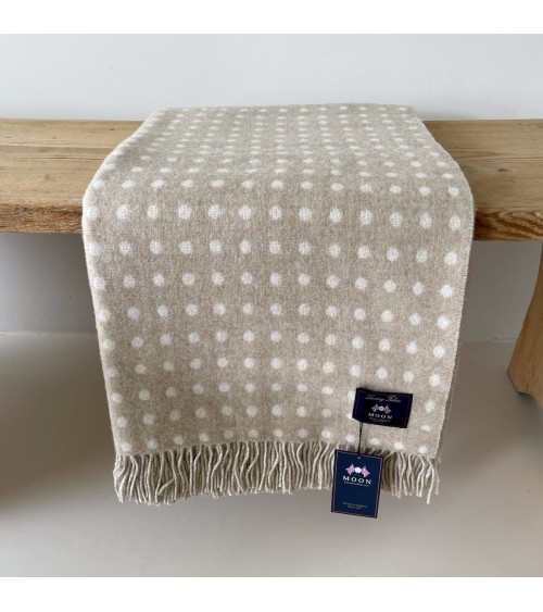 NATURAL SPOT DESIGN Beige - Merino wool blanket Bronte by Moon best for sofa throw warm cozy soft