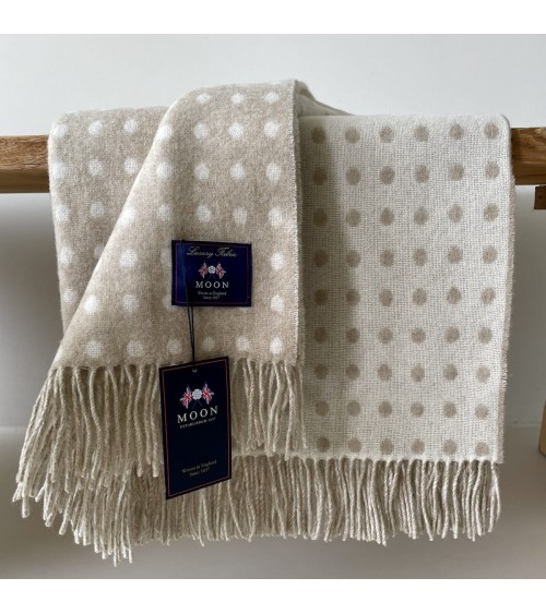 Plaid NATURAL SPOT DESIGN Beige - Couverture en laine Bronte by Moon anglaise plaid tartan ecossais 100 laine highland