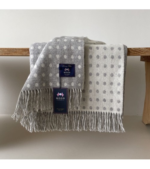 NATURAL SPOT DESIGN Grey - Merino wool blanket Bronte by Moon warm cozy soft sofa throw blanket picnic throws and blankets