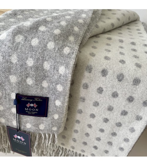 NATURAL SPOT DESIGN Grigio - Coperta di lana merino Bronte by Moon plaid per divano in lana coperta morbida letto matrimonial...