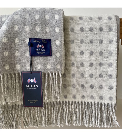 NATURAL SPOT DESIGN Gris - Plaid, couverture en laine mérinos Bronte by Moon plaide pour canapé de lit cocooning chaud