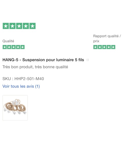 HANG-5 Ficelle - Lampe suspension luminaire, plafonnier 5 fils Hoopzi Kitatori Suisse