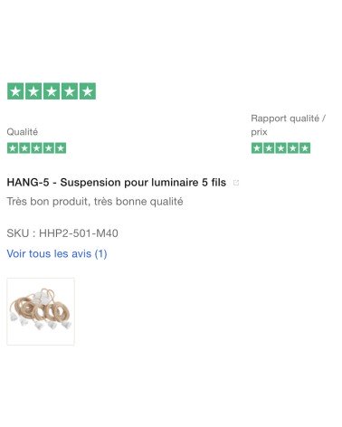 HANG-5 Ficelle - Lampe suspension luminaire, plafonnier 5 fils Hoopzi Kitatori Suisse