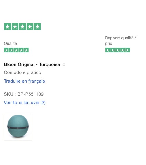Bloon Original Turquoise - Siège ballon Bloon Paris ergonomique swiss ball bureau d'assise