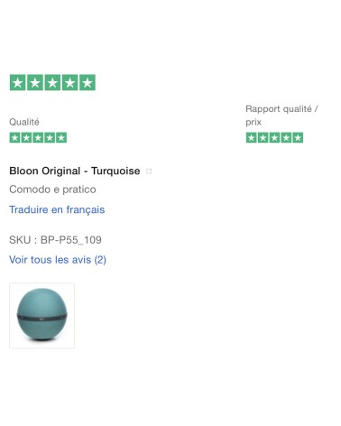 Bloon Original Turchese - Sedia ergonomica Bloon Paris palla da seduta pouf gonfiabile