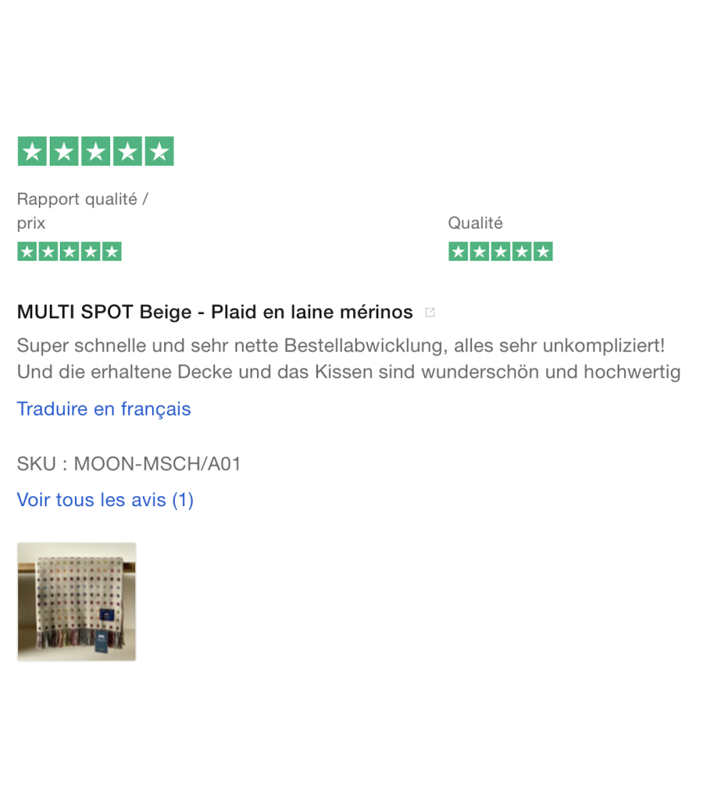 Plaid MULTISPOT Beige - Couverture en laine mérinos Bronte by Moon un plaid cocooning couverture chaude douce plaide lit