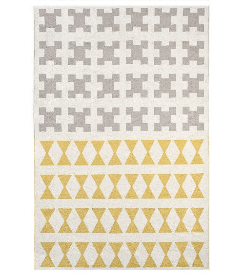 Vinyl Rug - PARIS Yellow / Grey Brita Sweden rugs outdoor carpet kitchen washable cool modern runner rugs