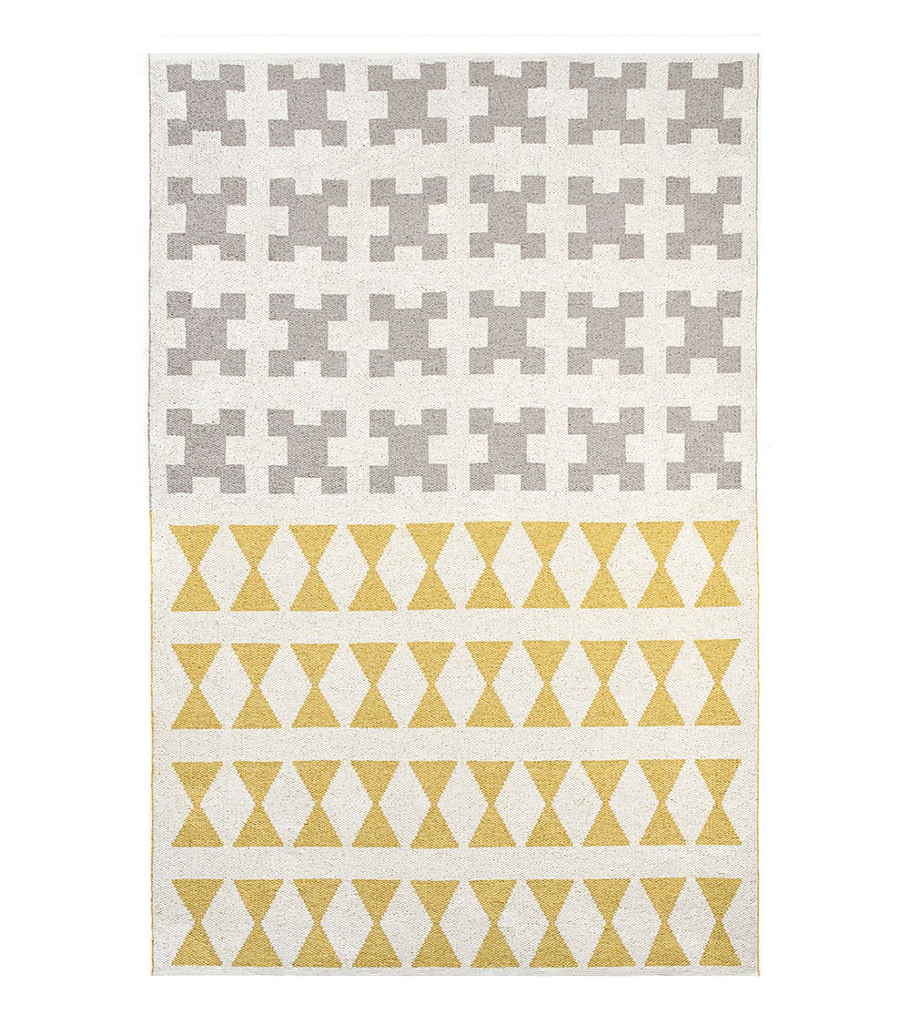 Tapis Vinyle - PARIS Jaune / Gris Brita Sweden tapis scandinave en vinyle lavable en machine de cuisine exterieur salon couloir