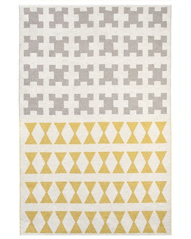 Tapis Vinyle - PARIS Jaune / Gris Brita Sweden tapis scandinave en vinyle lavable en machine de cuisine exterieur salon couloir