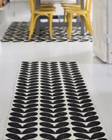 Vinyl Rug - KARIN Black Brita Sweden cool vinyl rugs runner for kitchen washable outdoor rugs